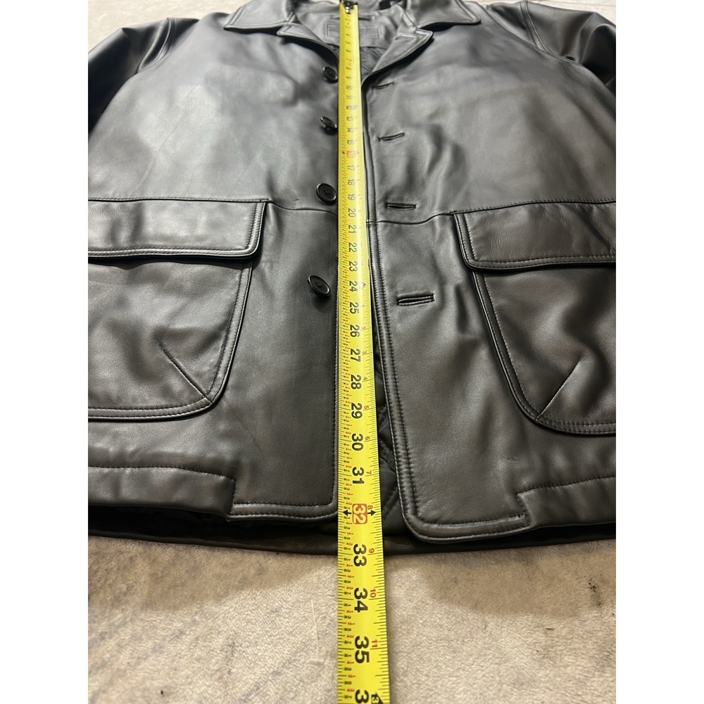 Black Lambskin Leather Car Coat Jacket Mens Large Roundtree & Yorke Classic - Picture 7 of 14